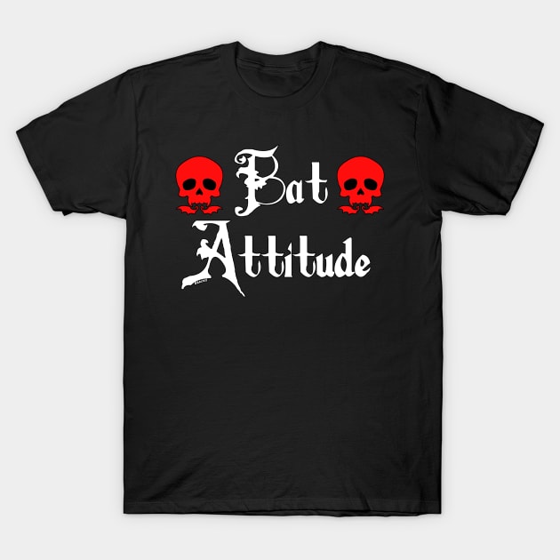 Bat Attitude (Red Version) T-Shirt by Jan Grackle